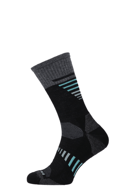 Ascend Crew II Damen Wandersocken 15-20 mmHg Black