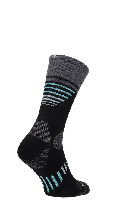 Ascend Crew II Damen Wandersocken 15-20 mmHg Black