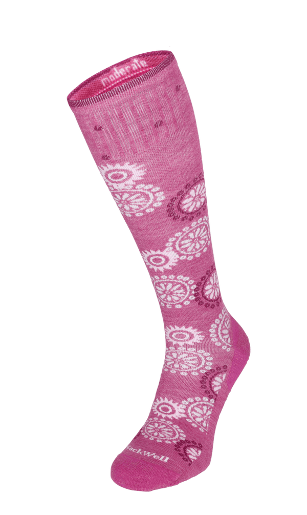 Block Print Damen Kompressionsstrümpfe 15-20 mmHg Raspberry