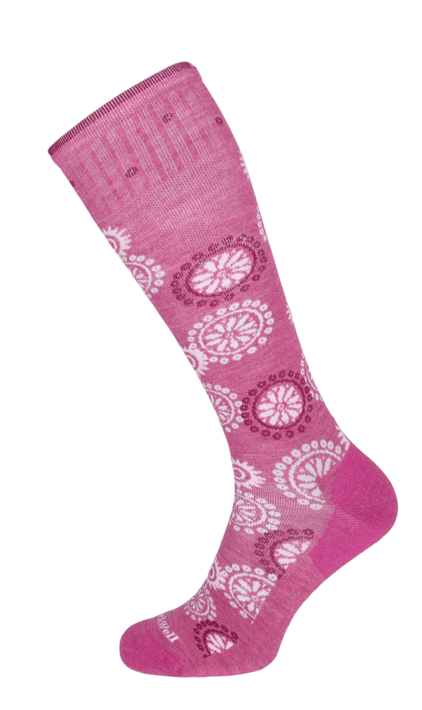 Block Print Damen Kompressionsstrümpfe 15-20 mmHg Raspberry