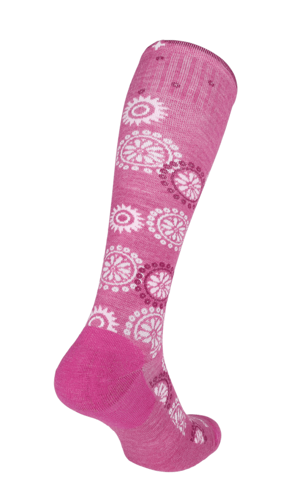 Block Print Damen Kompressionsstrümpfe 15-20 mmHg Raspberry