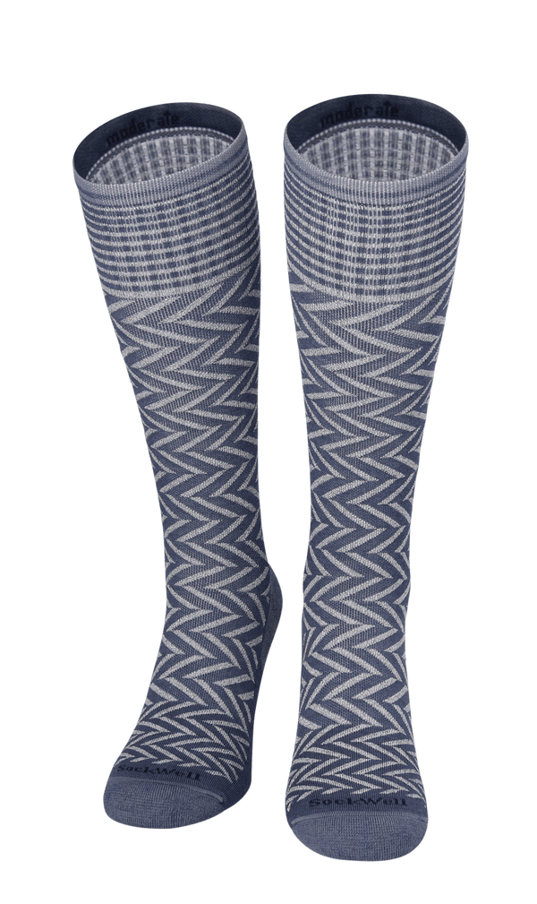 Chevron Damen Kompressionsstrümpfe 15-20 mmHg Denim Sparkle