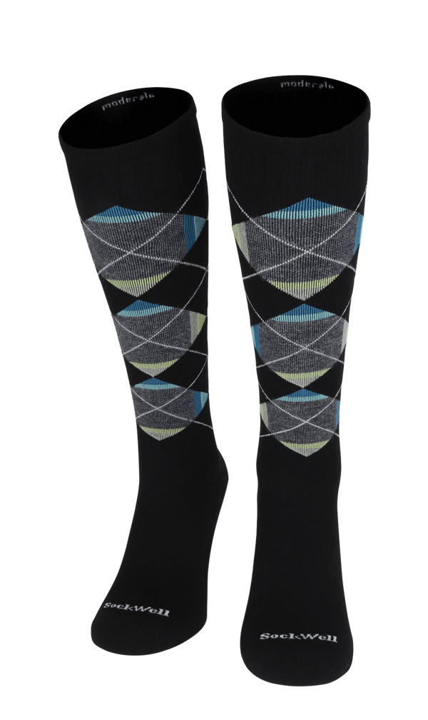 Prism Argyle Herren Kompressionsstrümpfe 15-20 mmHg Black