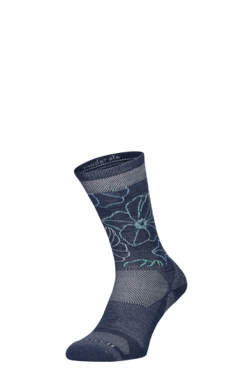 Petal Power Crew Damen Wandersocken 15-20 mmHg Denim
